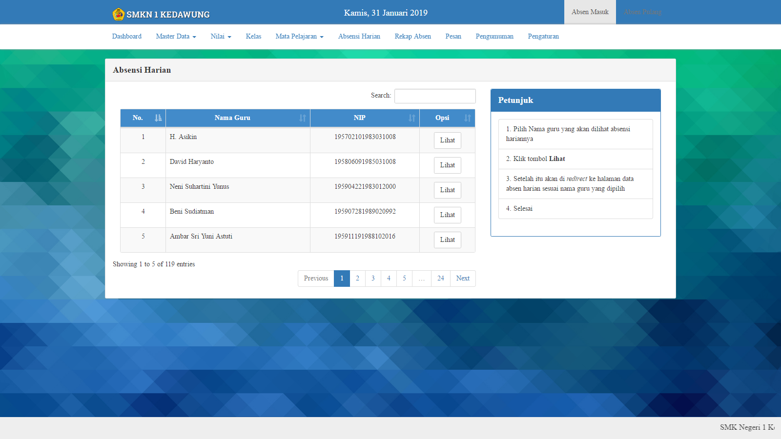 Aplikasi Sistem Informasi Akademik Sma Berbasis Codeigniter